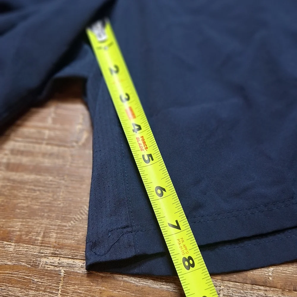 Reebok Mens Long Polyester Navy Blue Large Athletic Shorts With‎ Liner & Logo